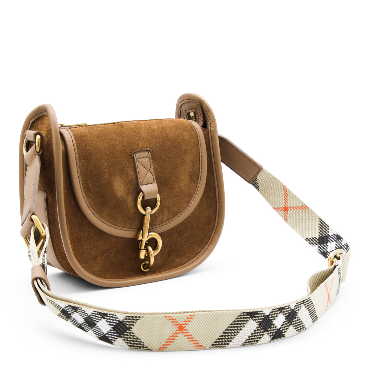 BROWN SUEDE MINI MESSENGER CROSSBODY BAG
