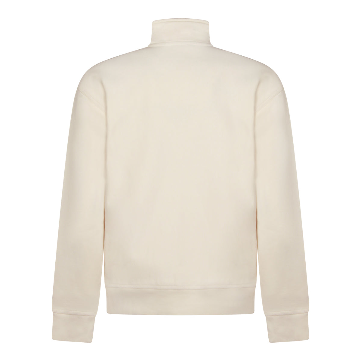 WHITE COTTON HALF ZIP AMERICAN SCRIPT SWEATSHIRT
