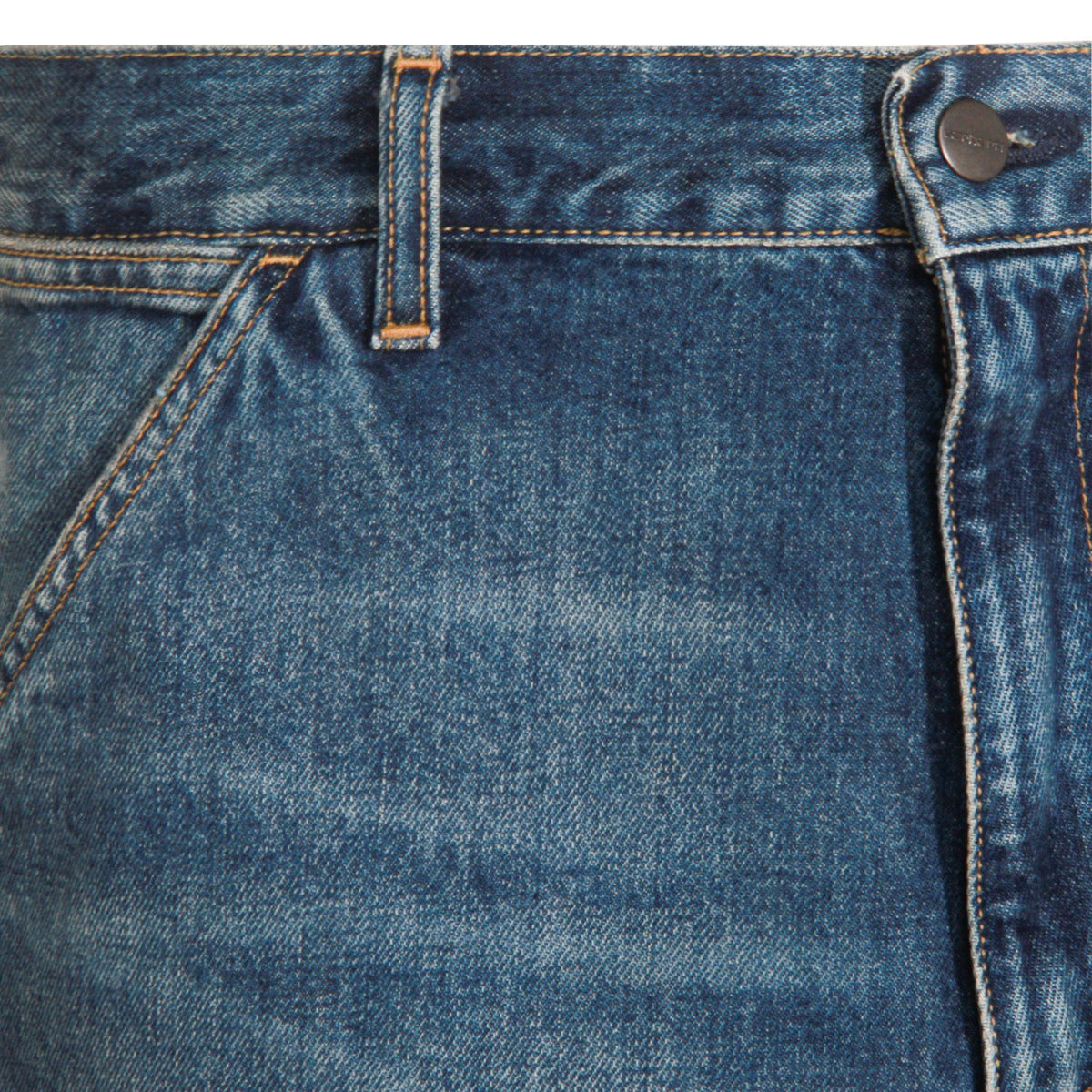 BLUE WORN USED WASH COTTON SINGLE KNEE JEANS