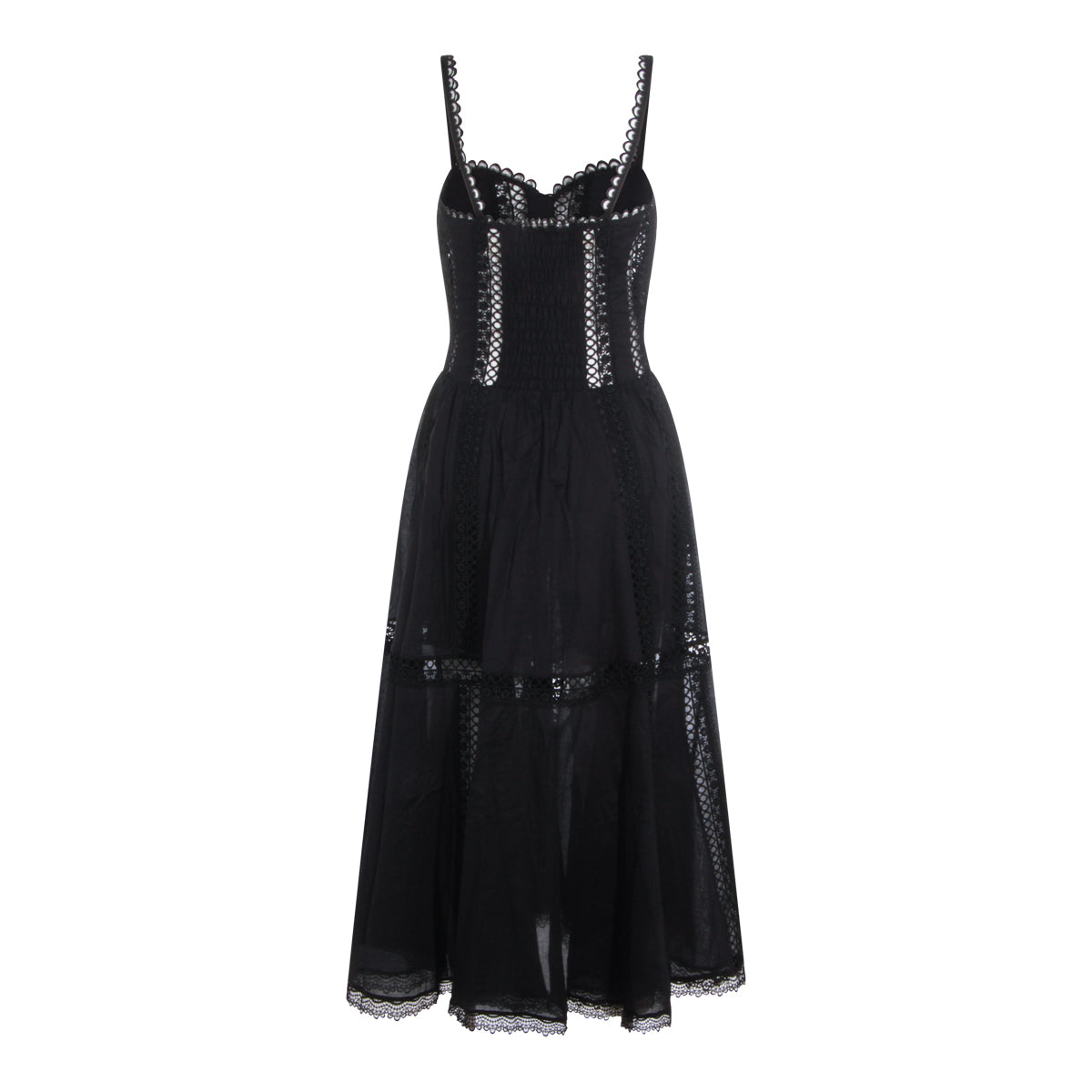 BLACK COTTON MIDI DRESS