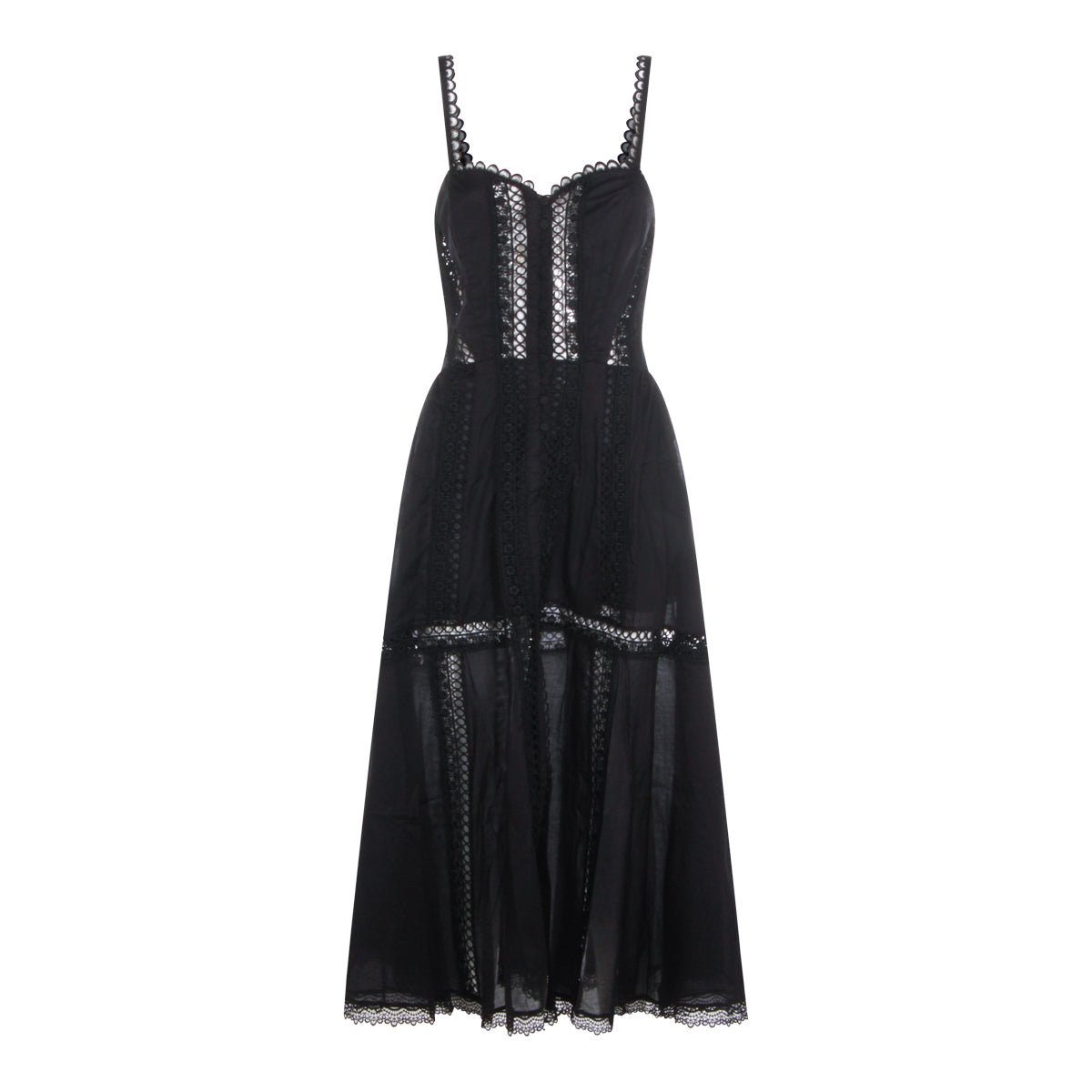 BLACK COTTON MIDI DRESS