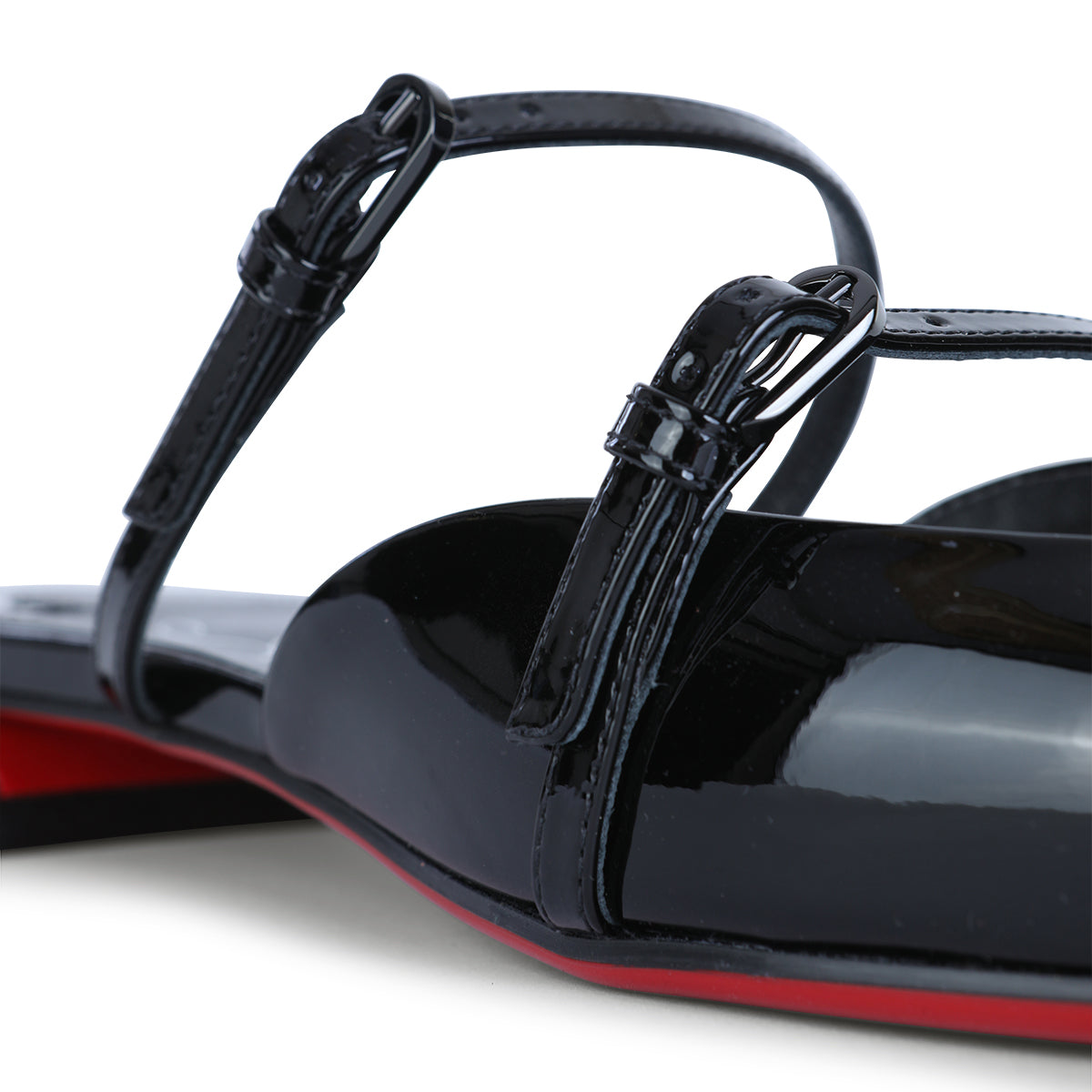 BLACK LEATHER JANE NINA FLATS