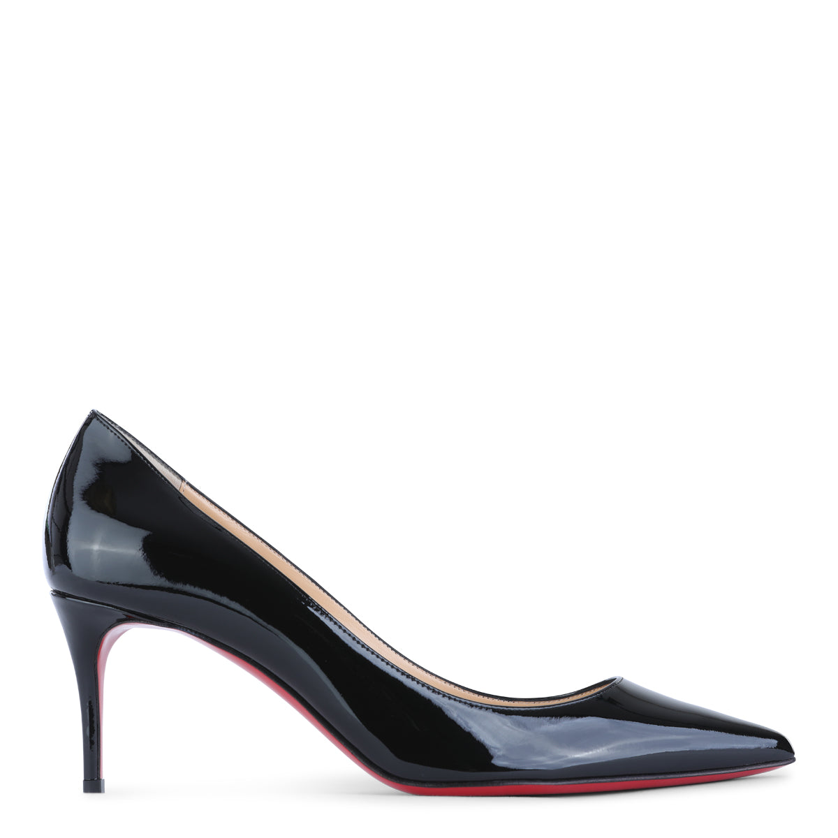 BLACK LEATHER KATE 70 PATENT PUMPS