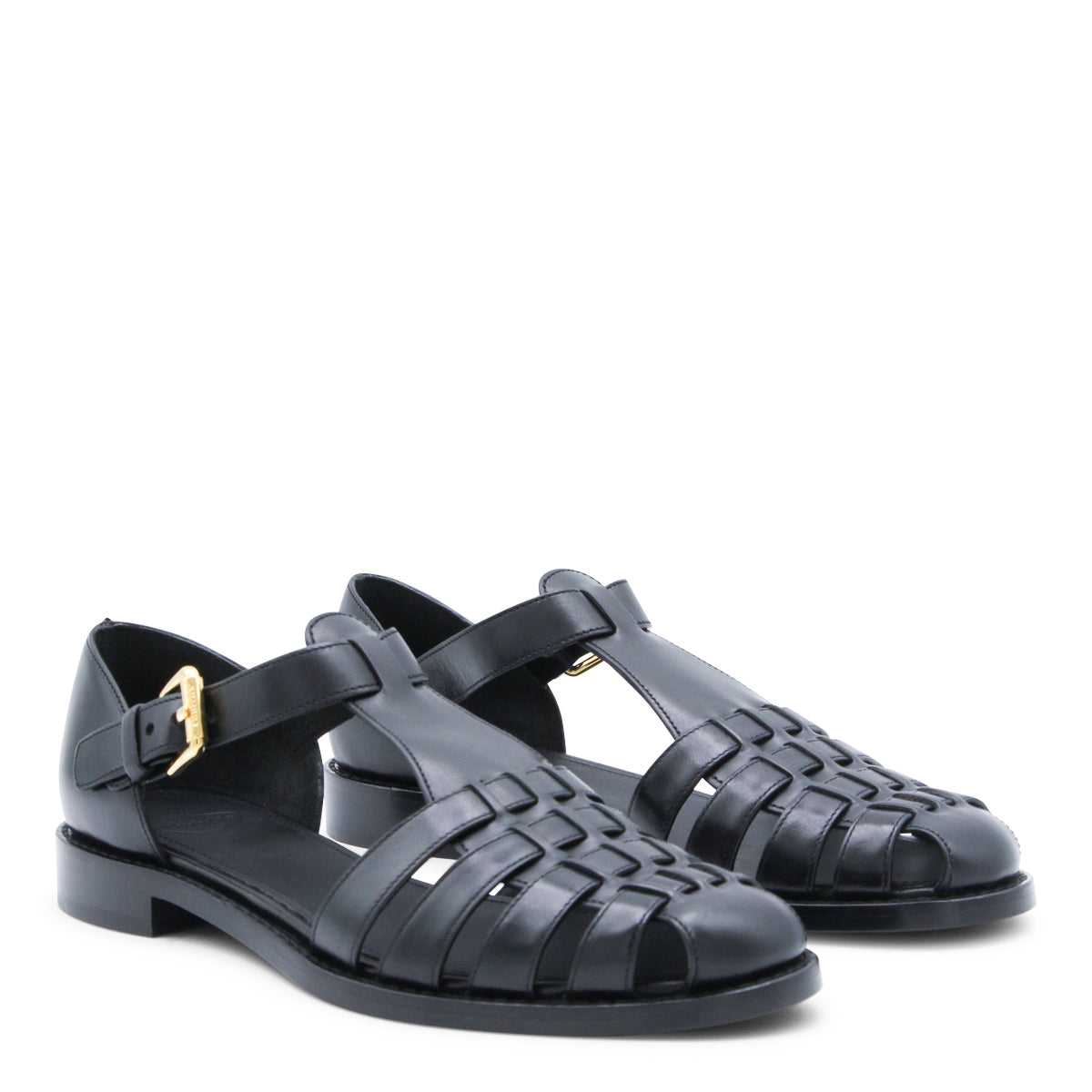 BLACK LEATHER KELSEY PRESTIGE SANDALS
