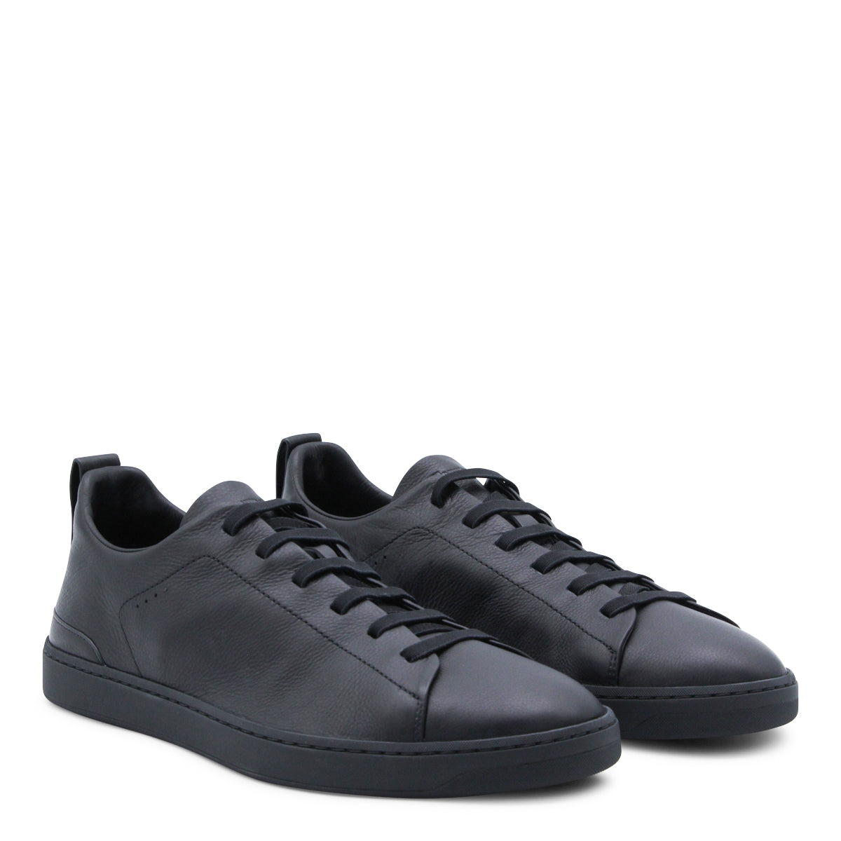 BLACK LEATHER SNEAKERS