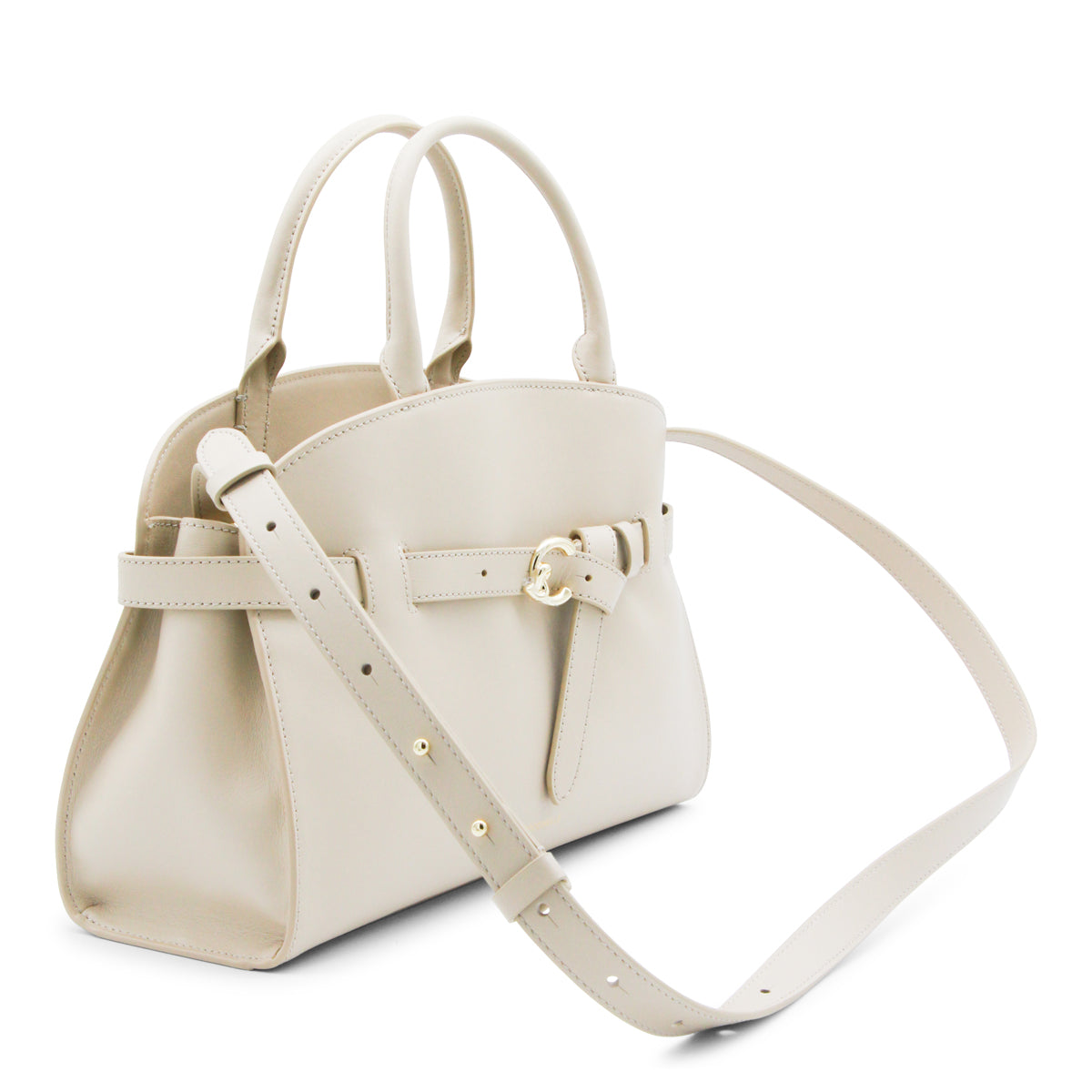 LIGHT BEIGE LEATHER SABINE TOP HANDLE BAG