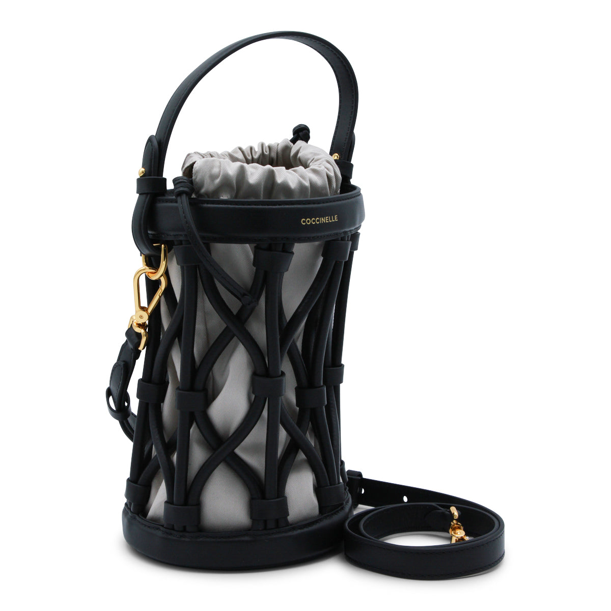 BLACK LEATHER KOI SATCHEL