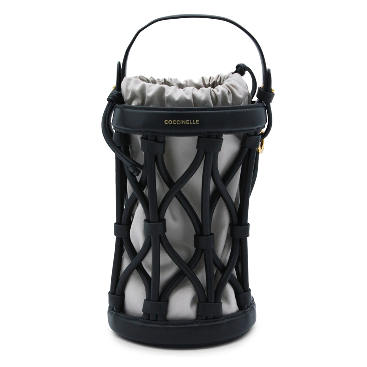 BLACK LEATHER KOI SATCHEL