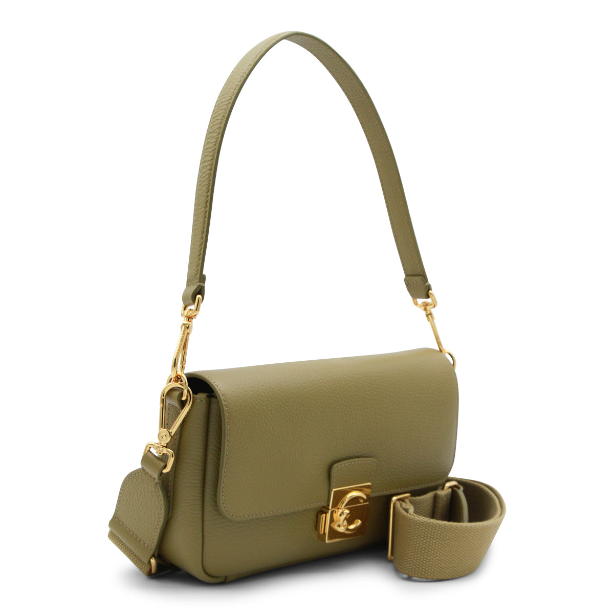 SEAGRASS LEATHER C-ME LOCK SHOULDER BAG