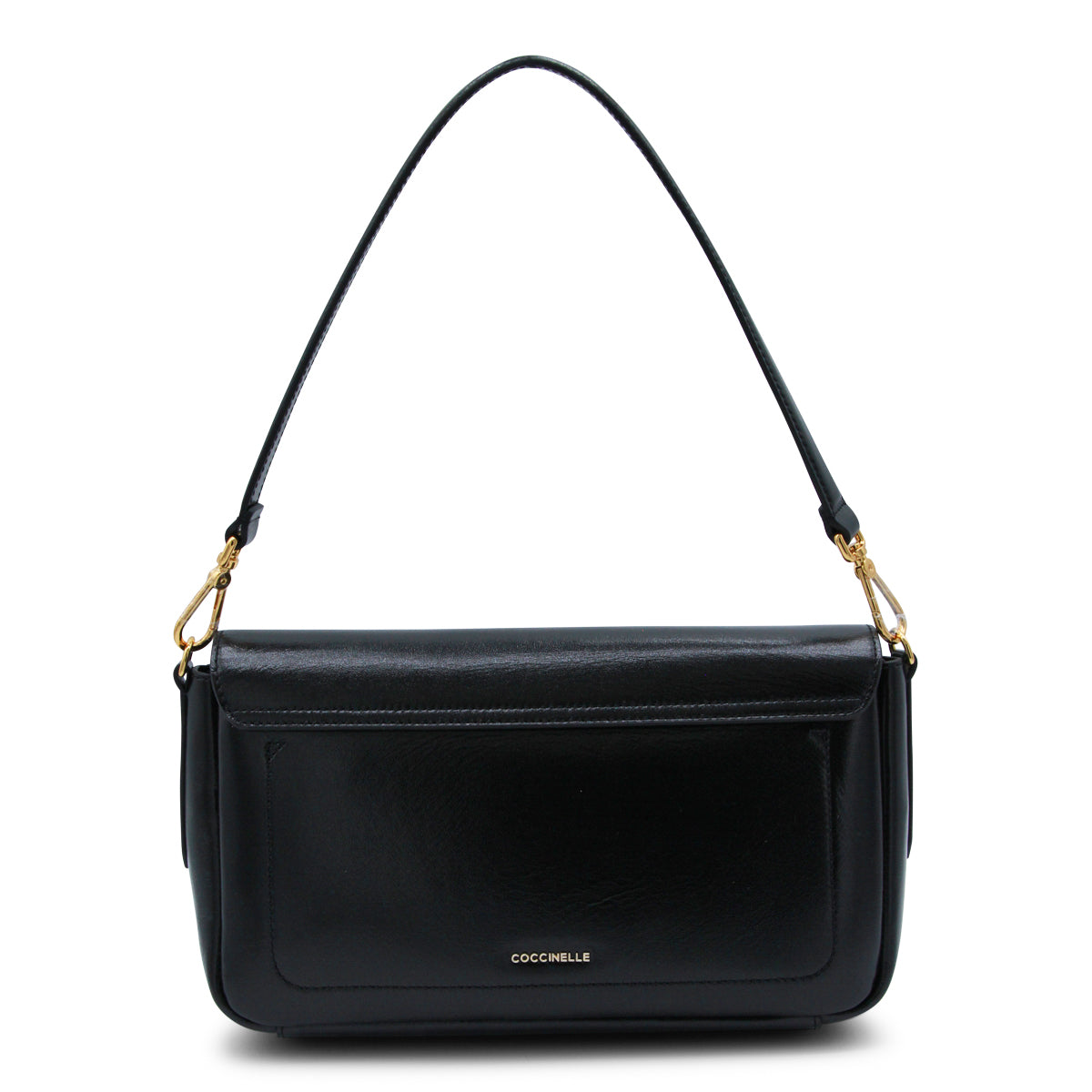 BLACK LEATHER C-ME LOCK SHOULDER BAG