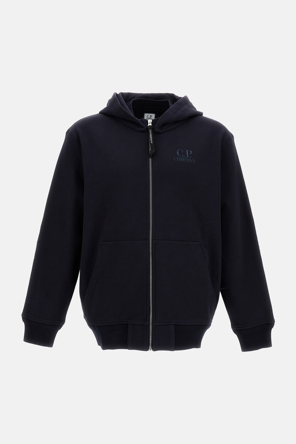 DIAGONAL RAISED FLEECE ZIP HOODED SWEATSHIRT