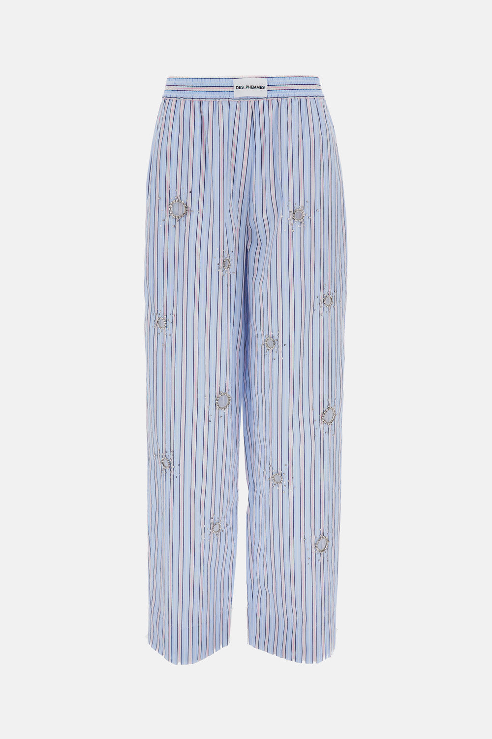 CRYSTAL-EMBELLISHED STRIPED PANTS