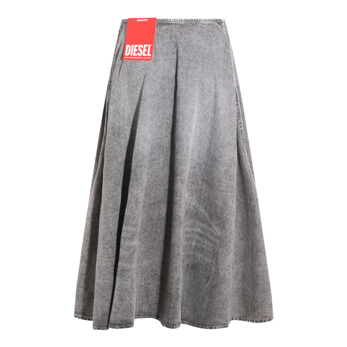 GREY COTTON MIDI SKIRT