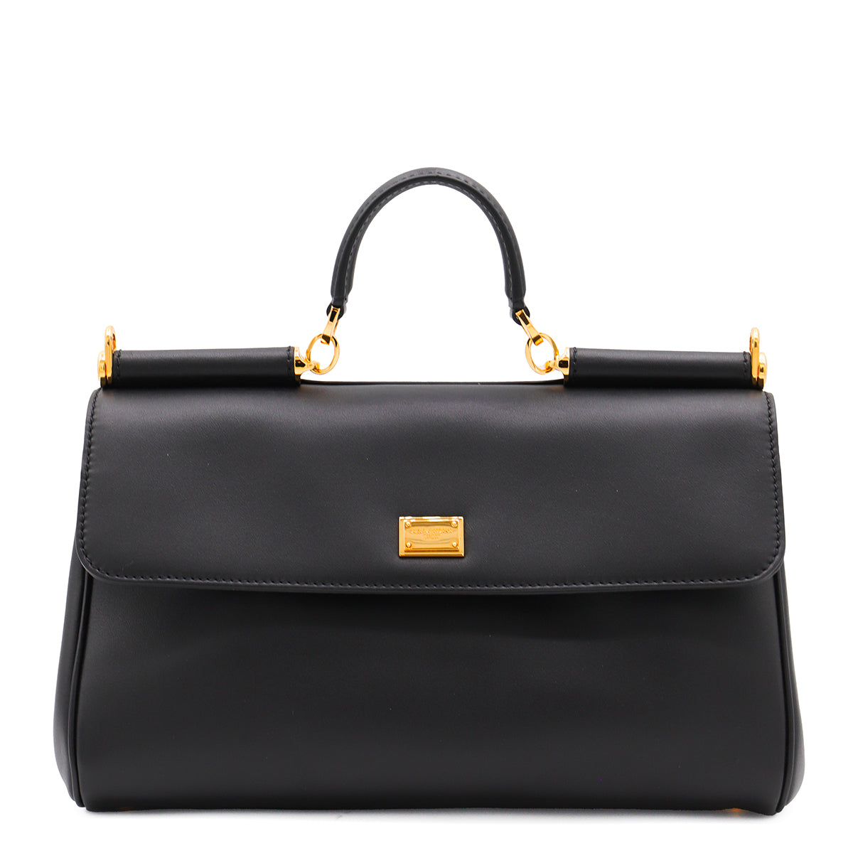 BLACK LEATHER MY SICILY TOP HANDLE BAG