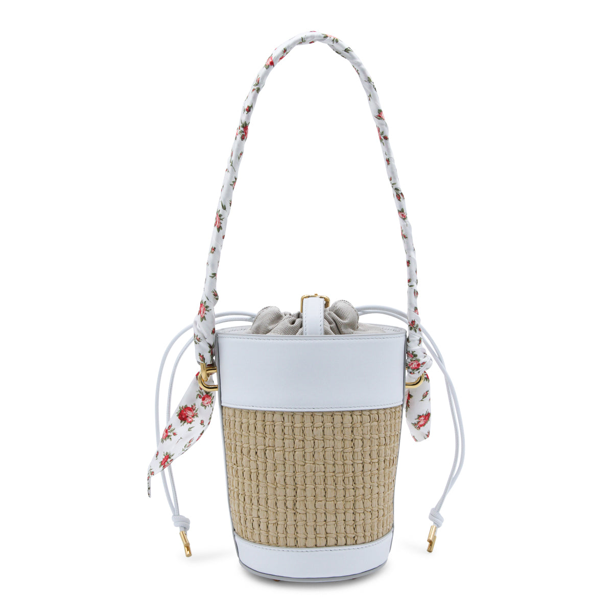 WHITE AND CREAM LEATHER CAPRI SATCHEL