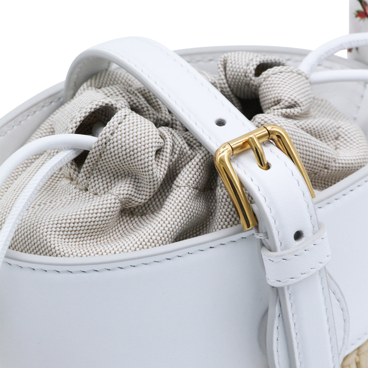 WHITE AND CREAM LEATHER CAPRI SATCHEL