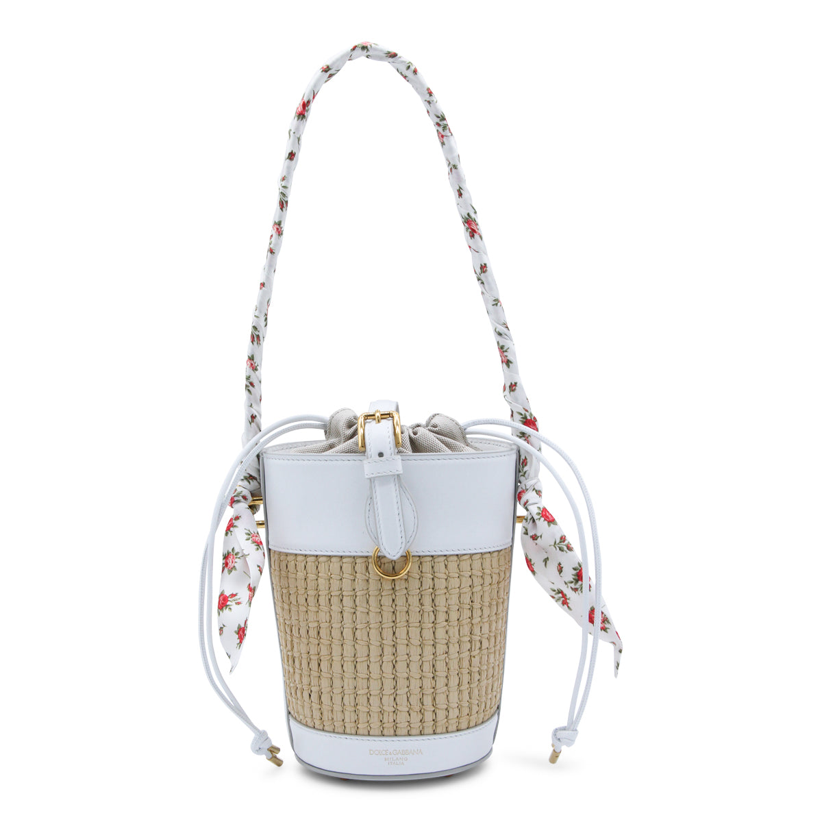WHITE AND CREAM LEATHER CAPRI SATCHEL