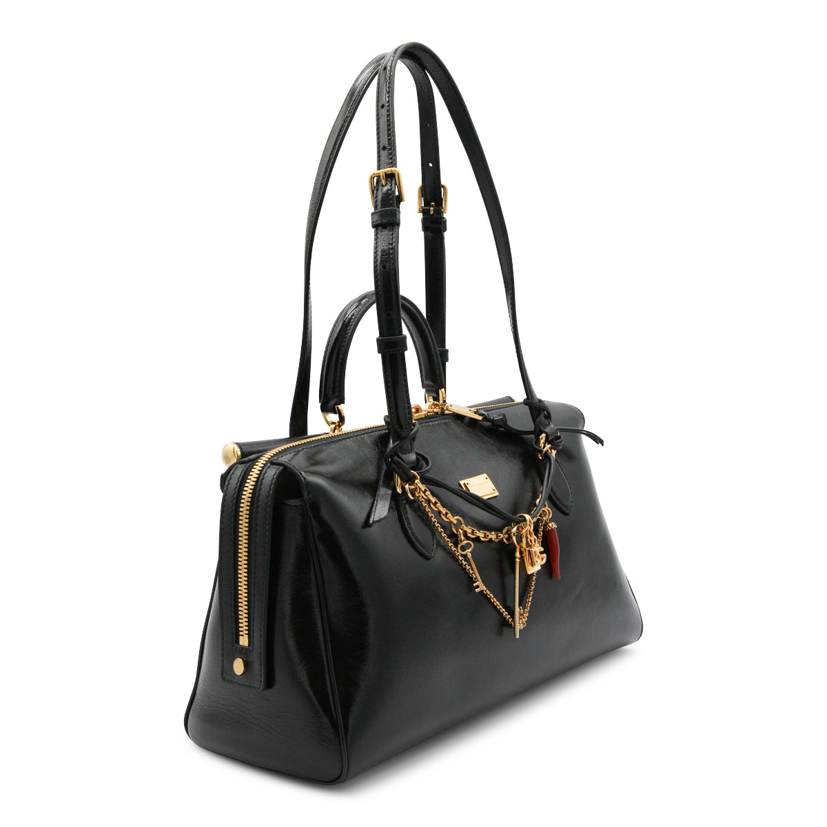 BLACK LEATHER VITTORIA SHOULDER BAG