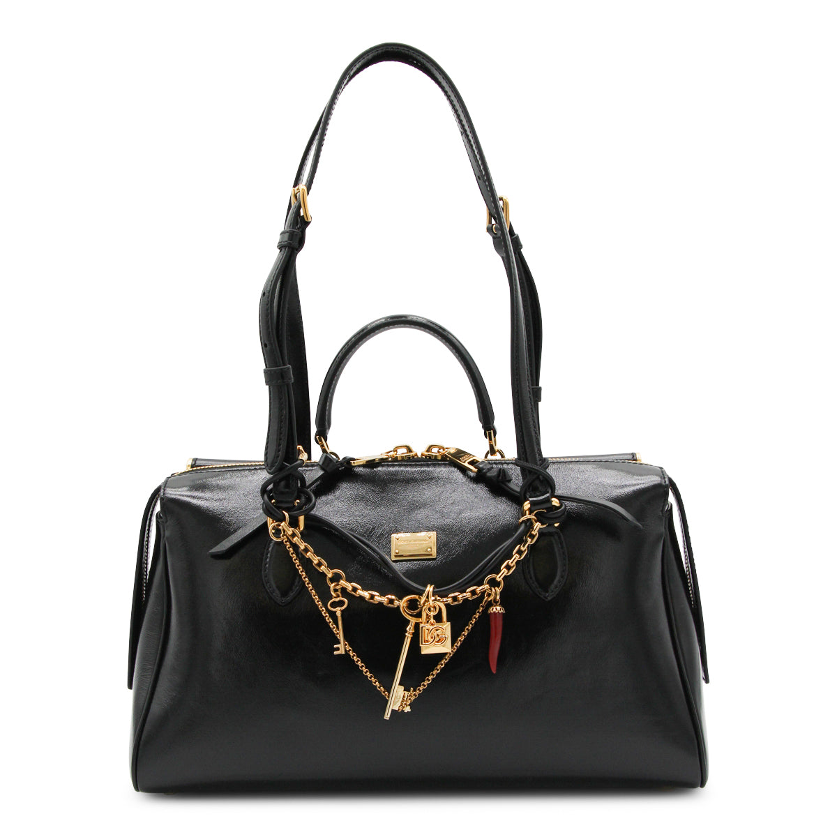 BLACK LEATHER VITTORIA SHOULDER BAG