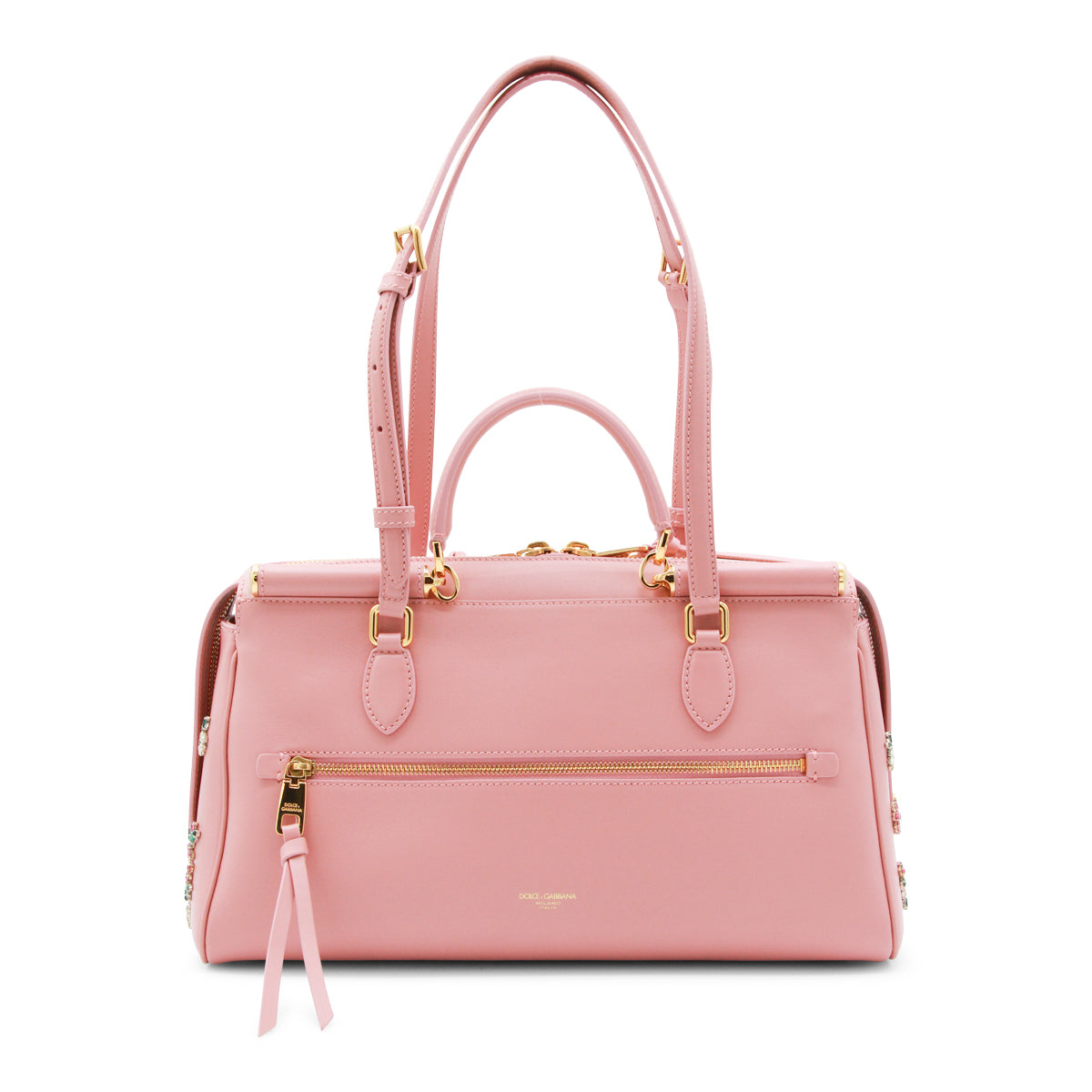 PINK AND MULTICOLOR CRYSTAL LEATHER VITTORIA SHOULDER BAG