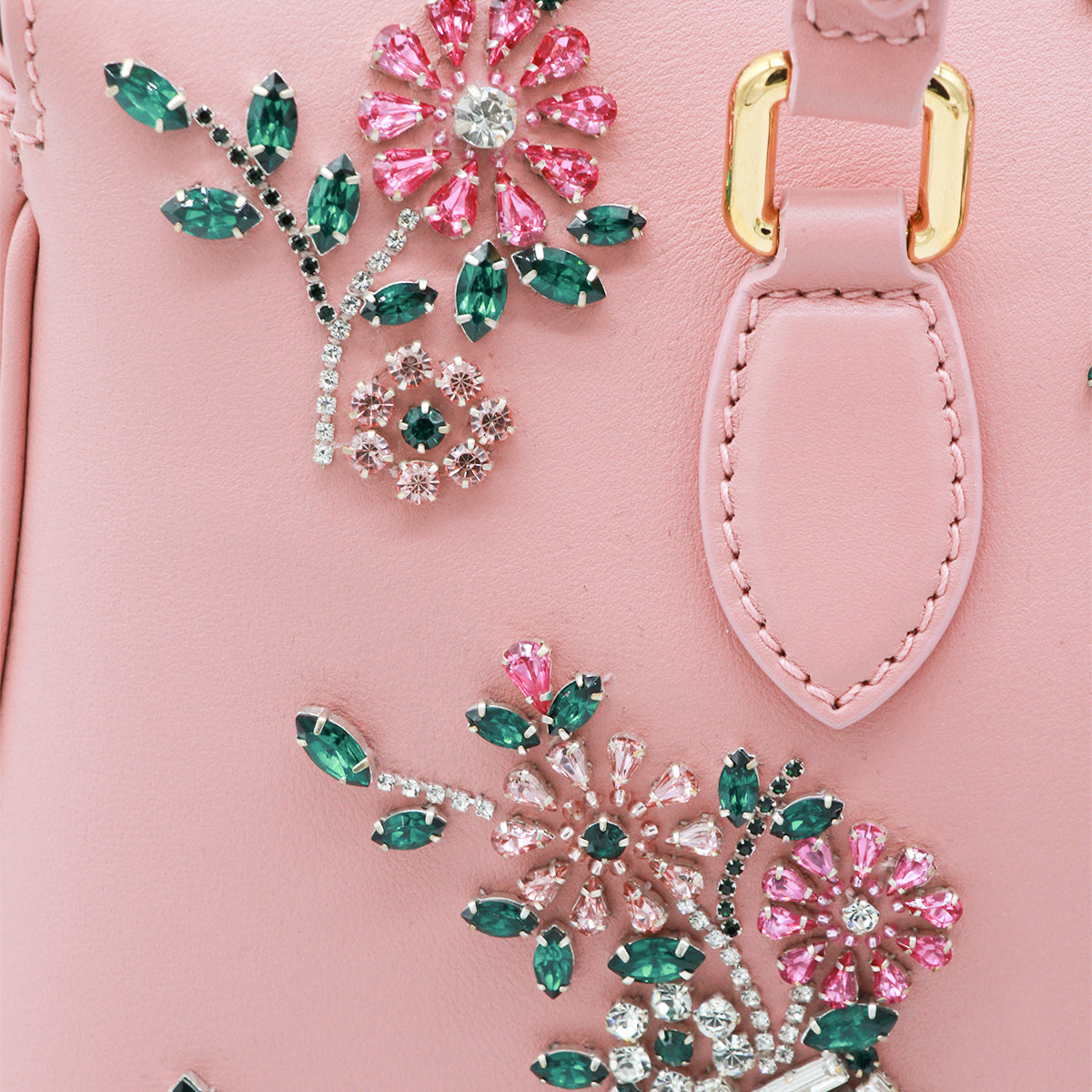 PINK AND MULTICOLOR CRYSTAL LEATHER VITTORIA SHOULDER BAG