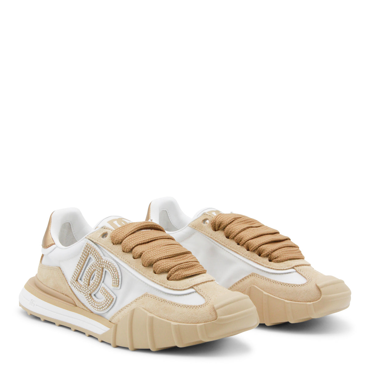 WHITE AND BEIGE DG ATHLETIC SNEAKERS