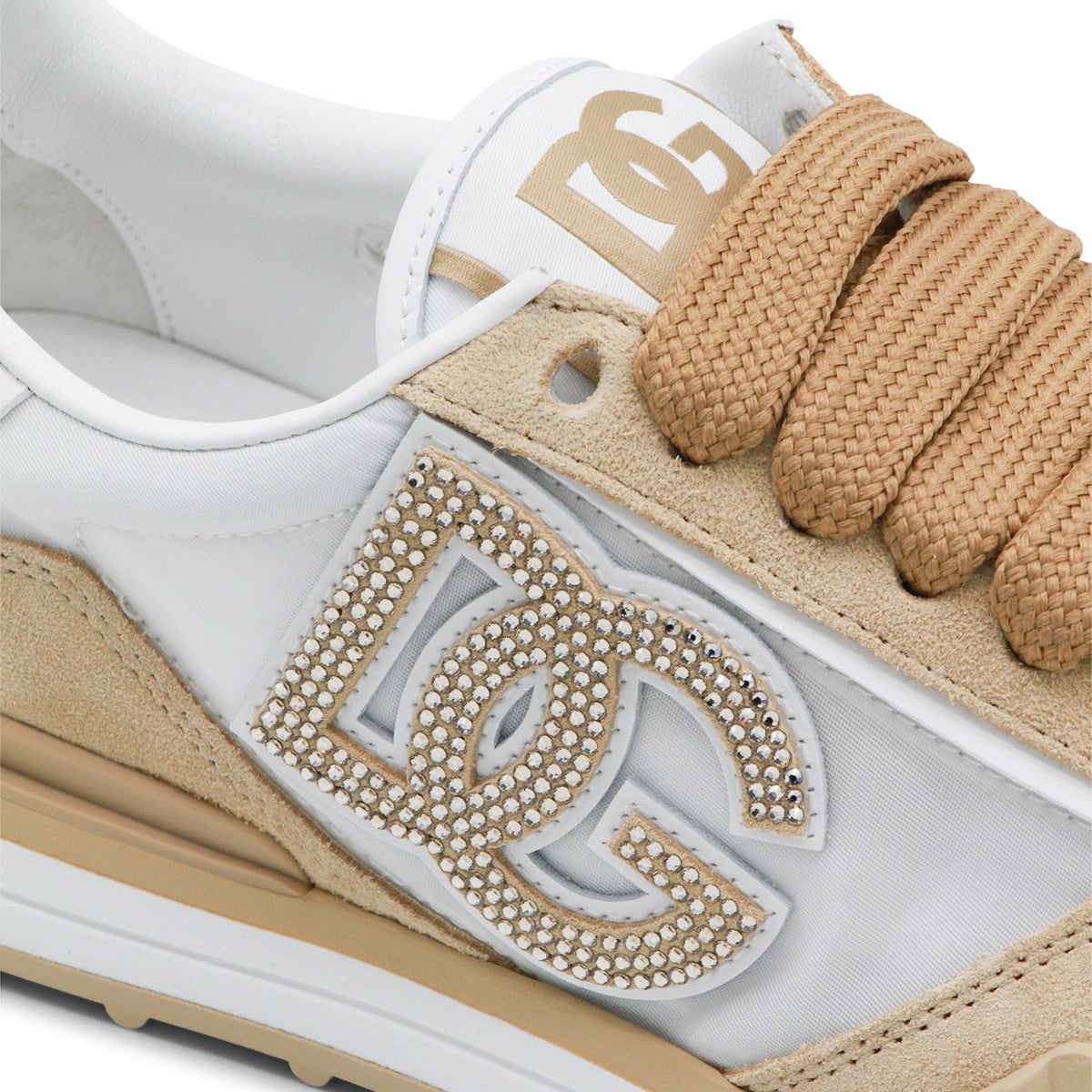 WHITE AND BEIGE DG ATHLETIC SNEAKERS