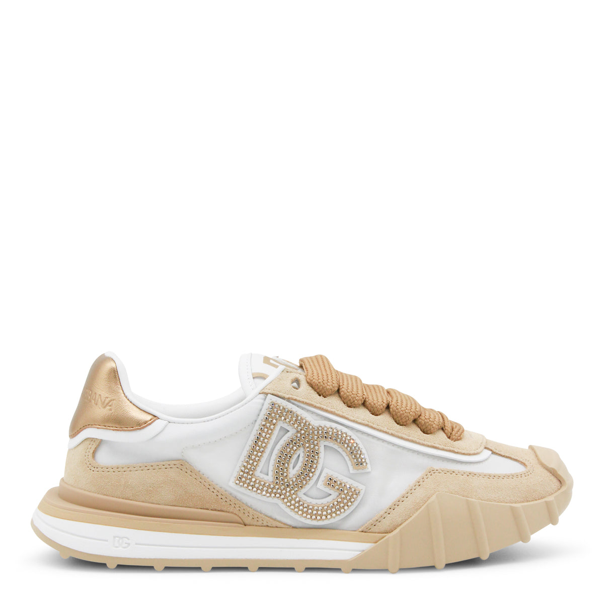 WHITE AND BEIGE DG ATHLETIC SNEAKERS