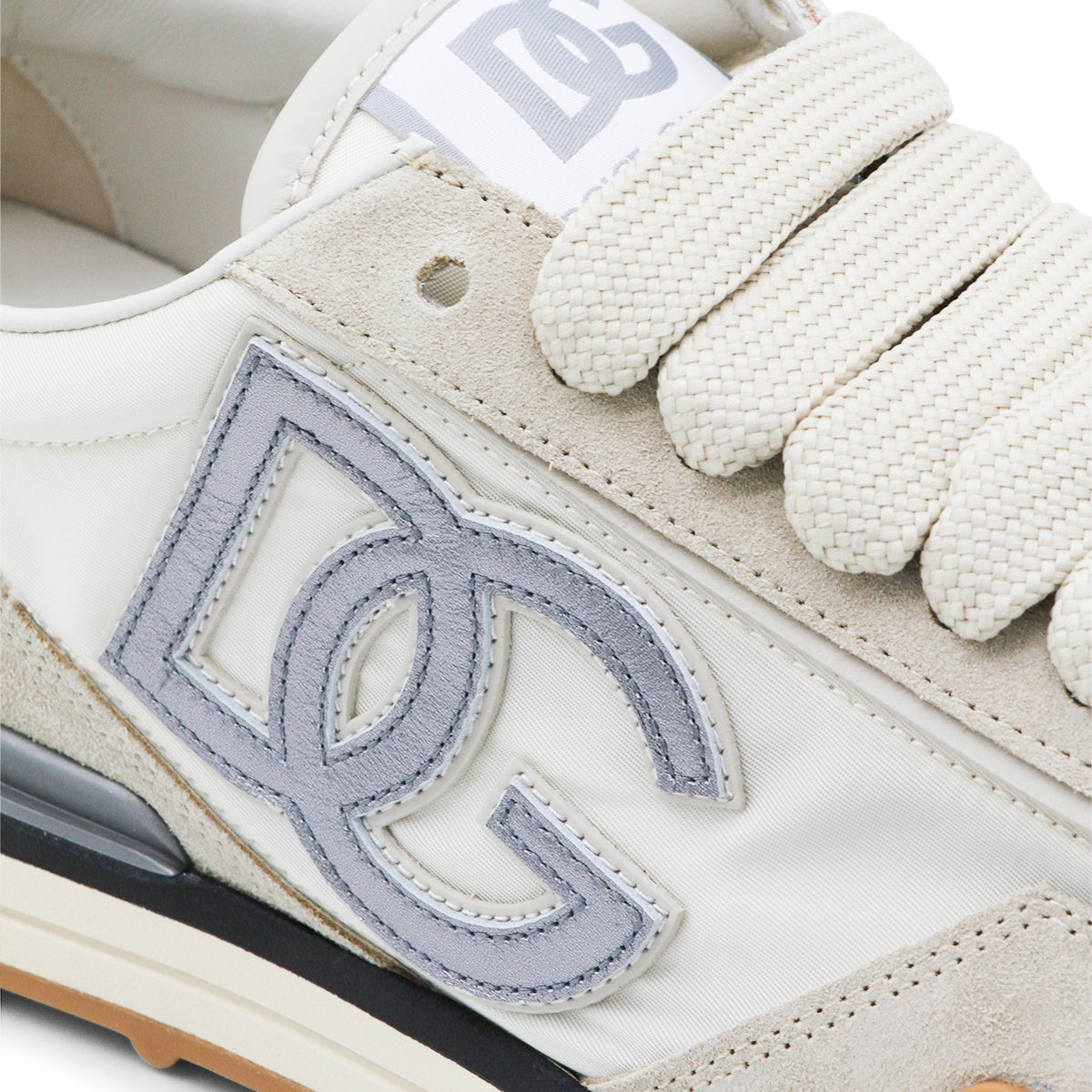 IVORY AND SILVER LEATHER DG SNEAKERS