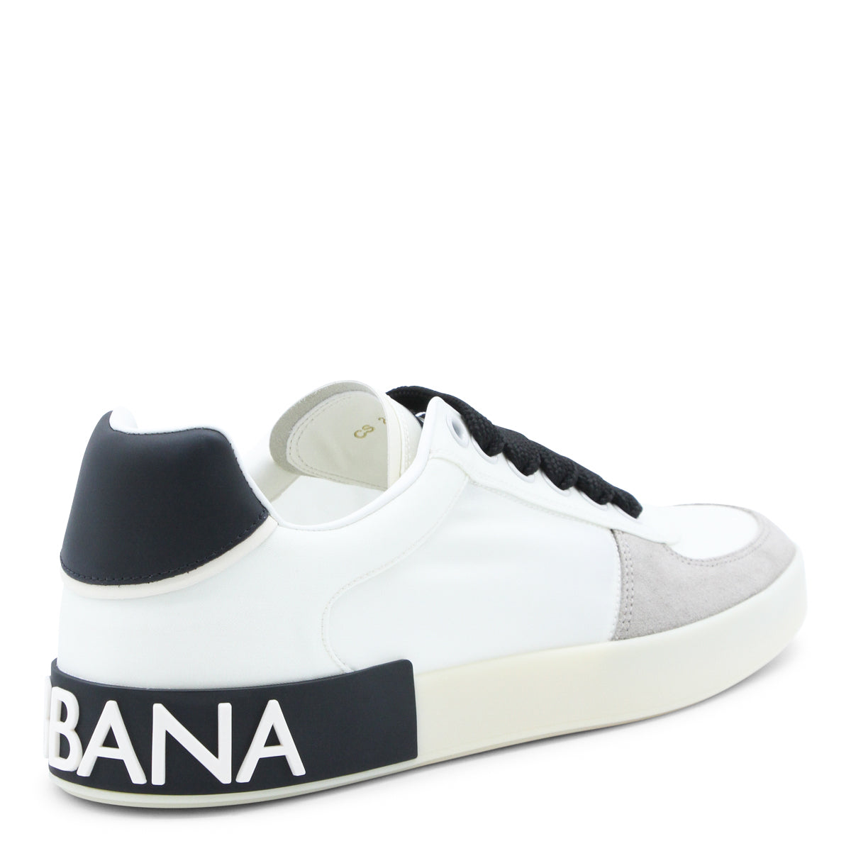 WHITE AND BLACK LEATHER PORTOFINO SNEAKERS