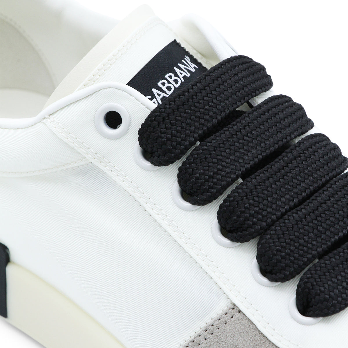 WHITE AND BLACK LEATHER PORTOFINO SNEAKERS