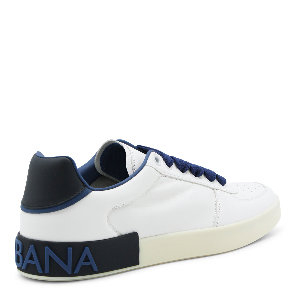 WHITE AND BLUE LEATHER SNEAKERS