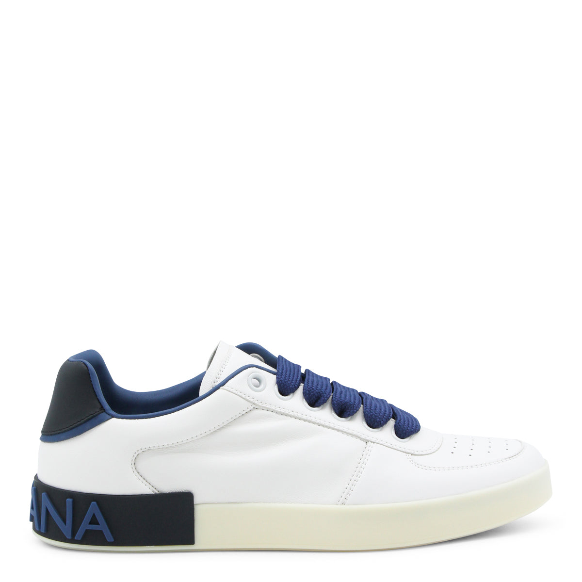 WHITE AND BLUE LEATHER SNEAKERS