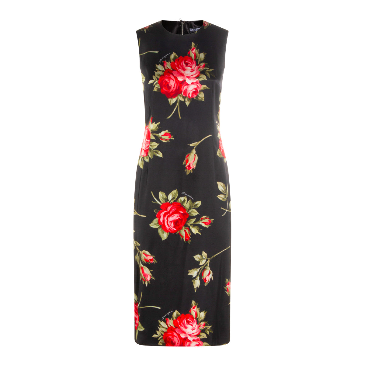 BLACK AND RED MIDI DRESS