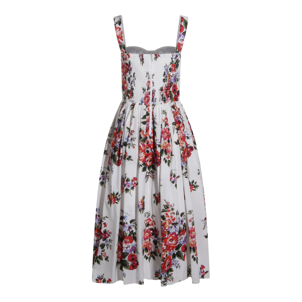 WHITE AND MULTICOLOR SILK MAXI DRESS