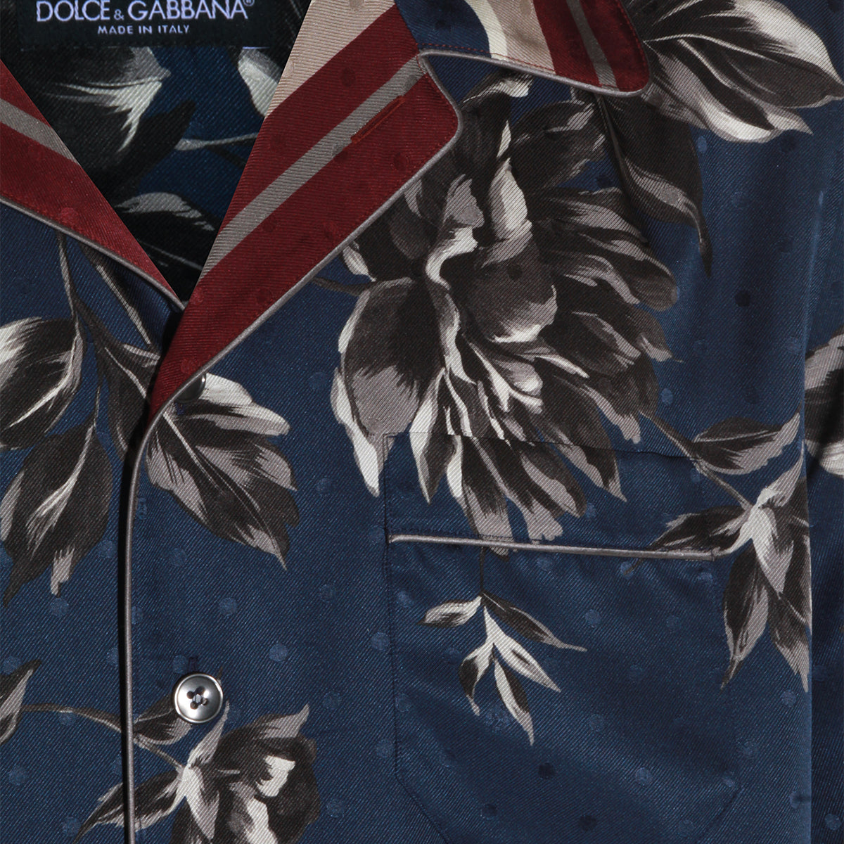 BLUE AND RED SILK SHIRT
