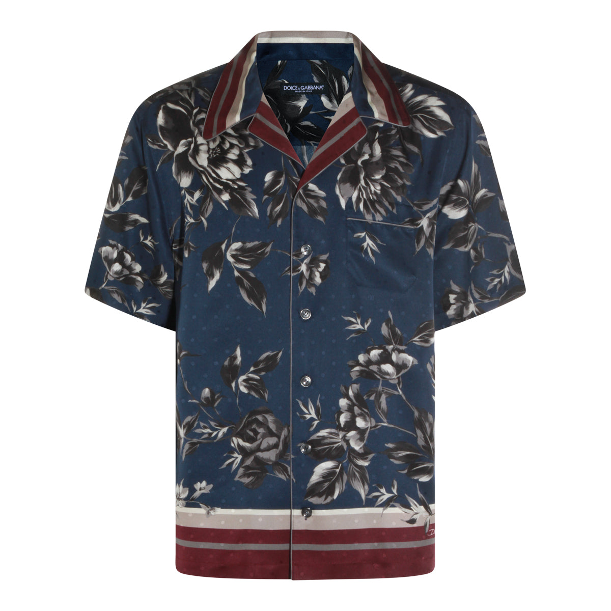 BLUE AND RED SILK SHIRT