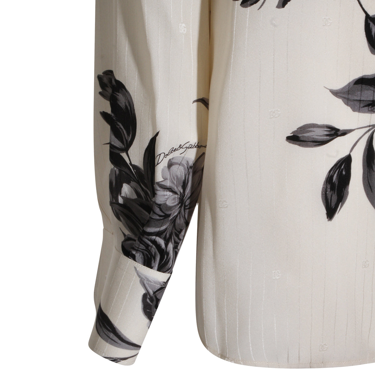 WHITE AND BLACK SILK SHIRT