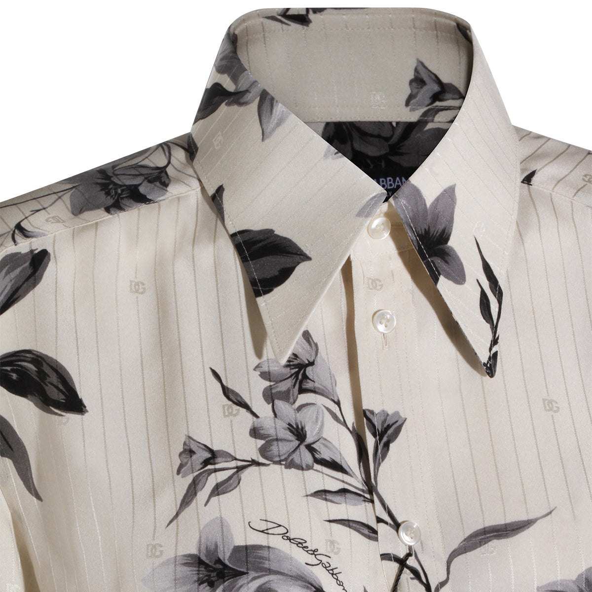WHITE AND BLACK SILK SHIRT