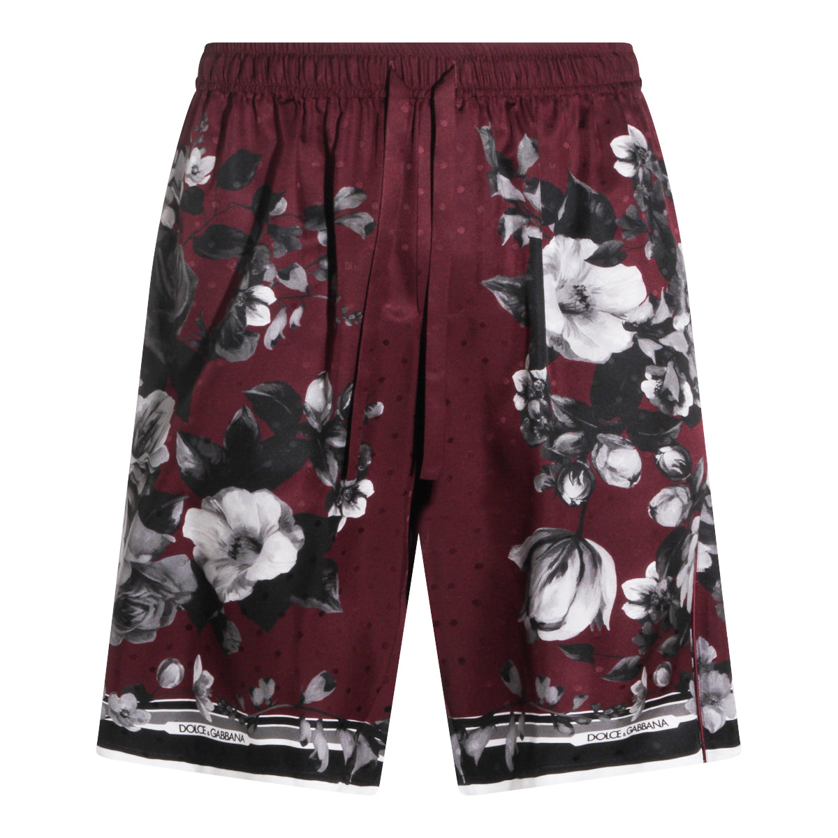 BORDEAUX AND BLACK COTTON SHORT