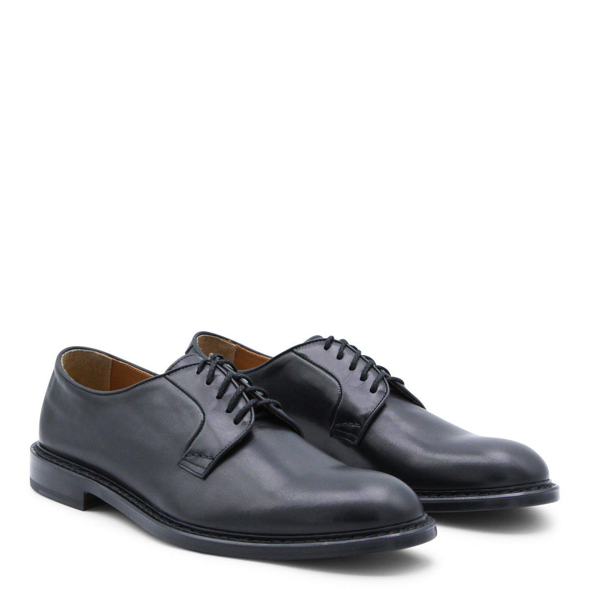 BLACK LEATHER LACE UP SHOES