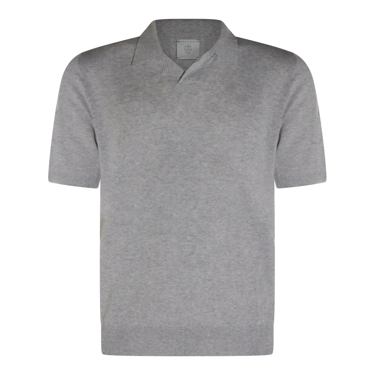 GREY LINEN AND COTTON POLO SHIRT