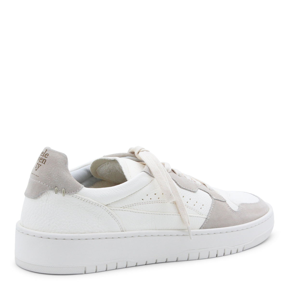 WHITE AND BEIGE LEATHER SNEAKERS