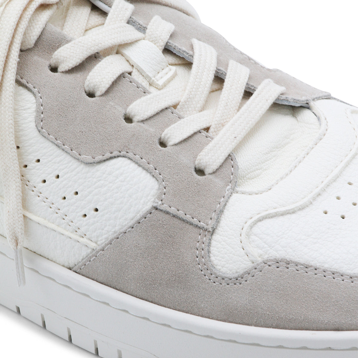 WHITE AND BEIGE LEATHER SNEAKERS