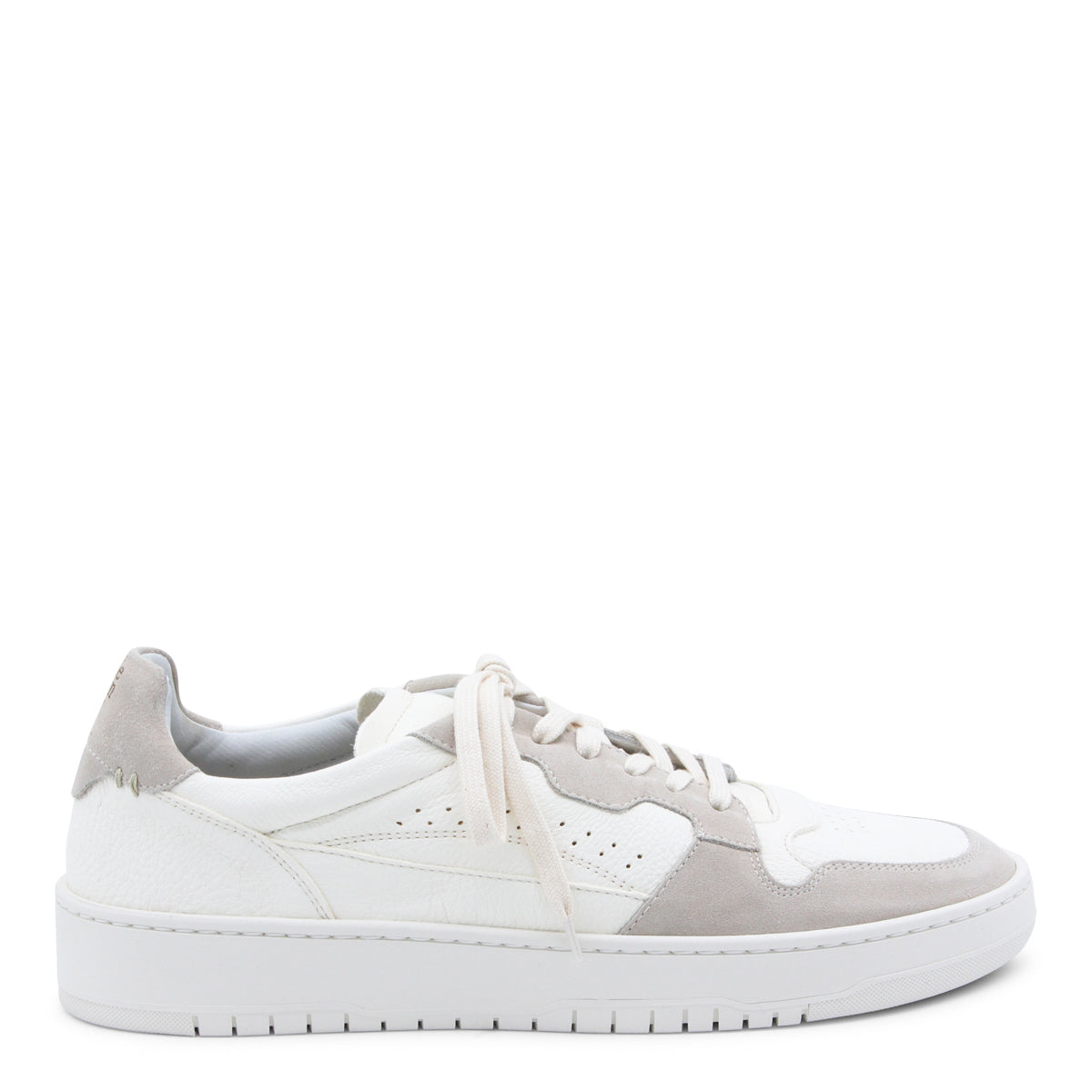 WHITE AND BEIGE LEATHER SNEAKERS