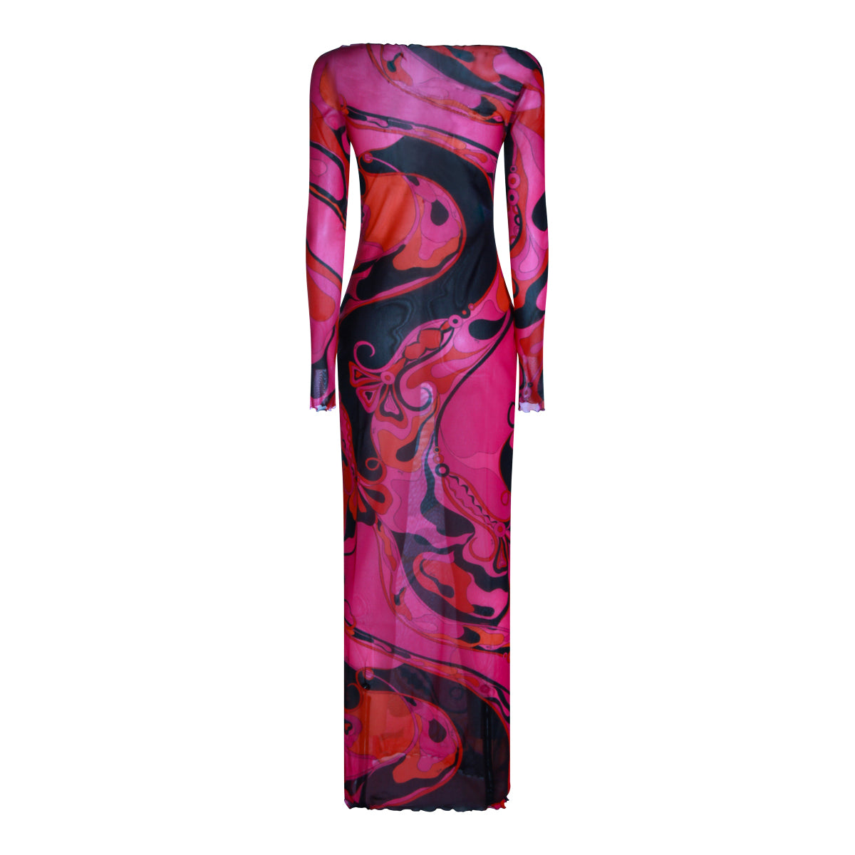 FUCHSIA AND BLACK SILK DRESS