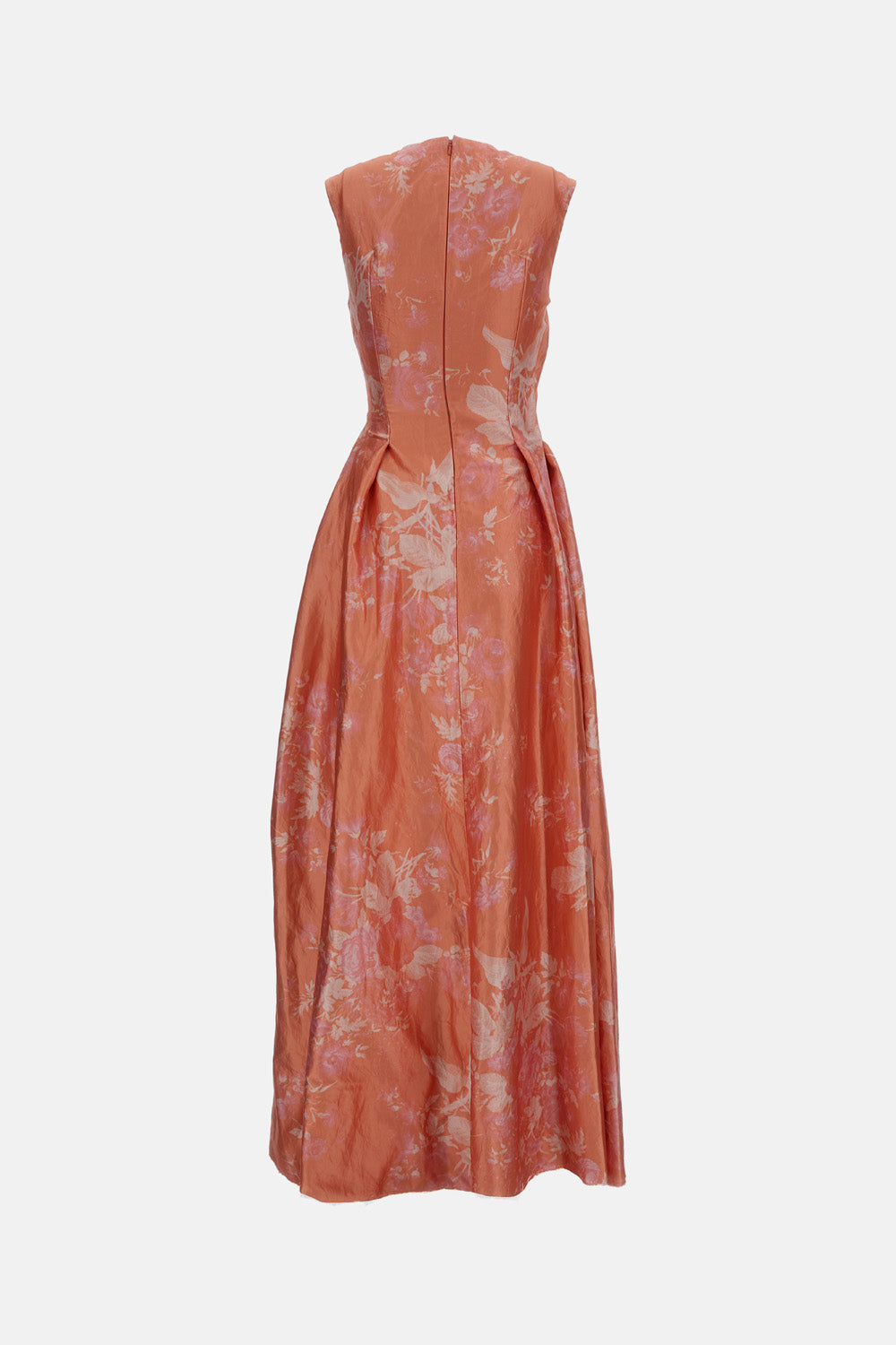 FLORAL PRINT TEXTURED SATIN HOURGLASS GOWN