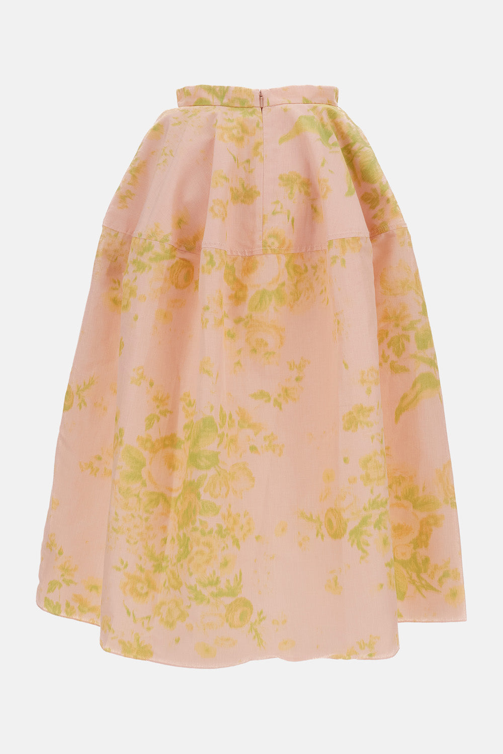 FLORAL PRINT LINEN CHINE MIDI FULL SKIRT