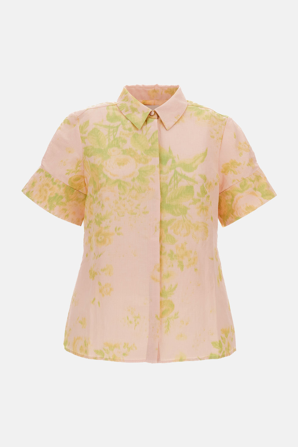 FLORAL PRINT LINEN CHINE SHORT SLEEVE SHIRT