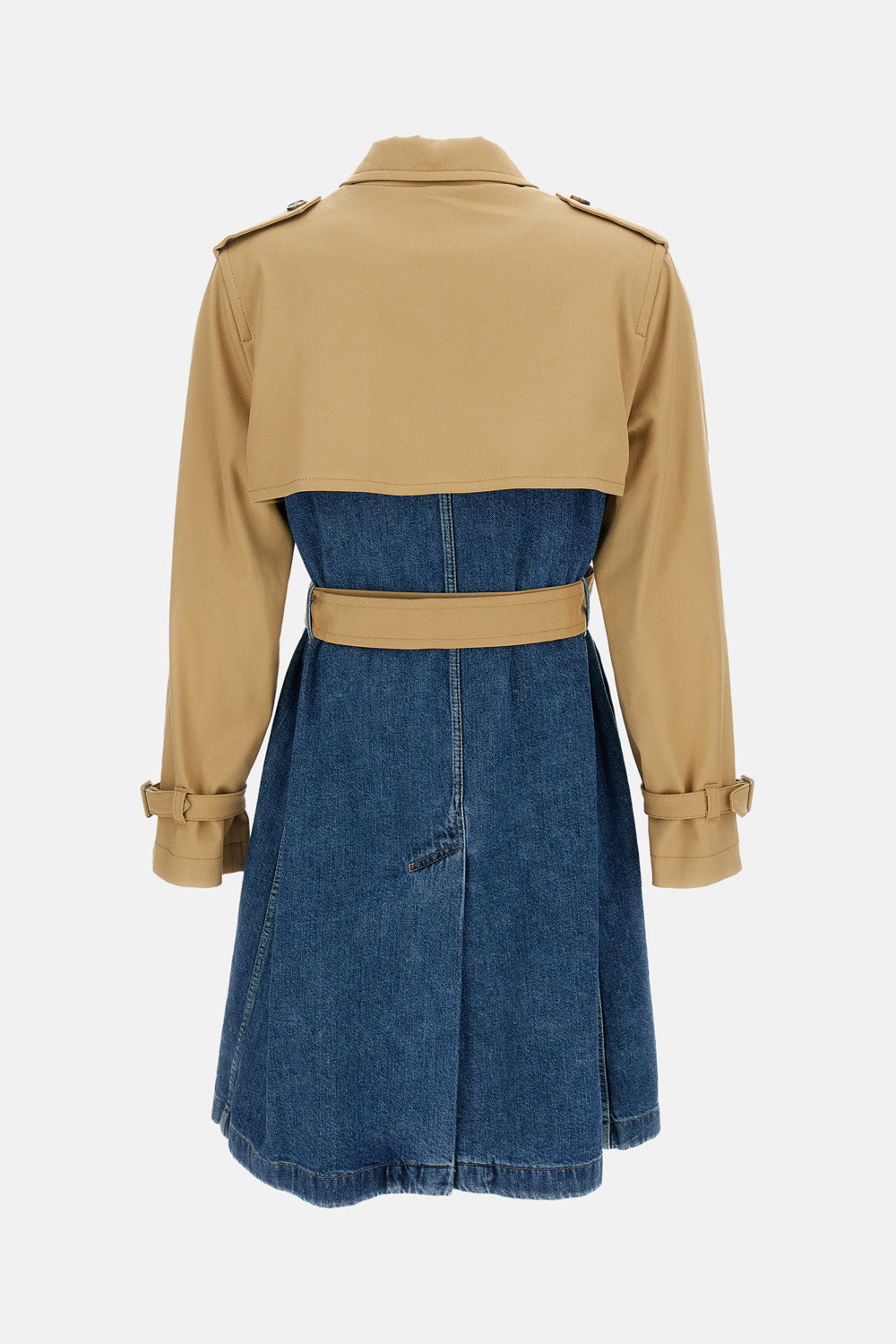 COTTON DRILL AND DENIM TRENCH COAT